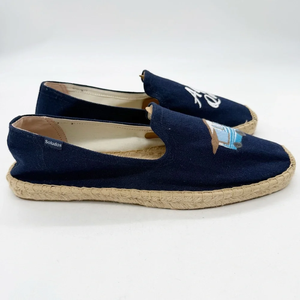 Soludos x Rosewood Aqui Me Quedo Navy Blue Slip-On Espadrille Size 13 Vacation
